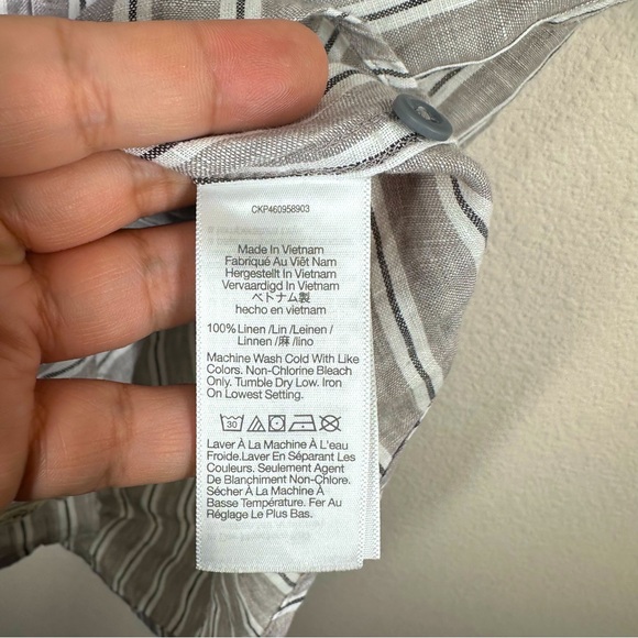 Madewell The Perfect Fit 100% Linen Short Sleeve Stripe Button Down Shirt XL NWT - Picture 8 of 11